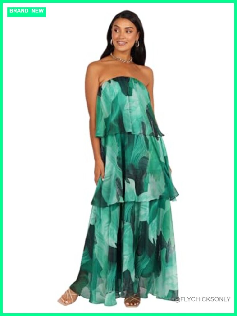 Petal & Pup Bloom Strapless Maxi Dress Tiered Ruffle Party